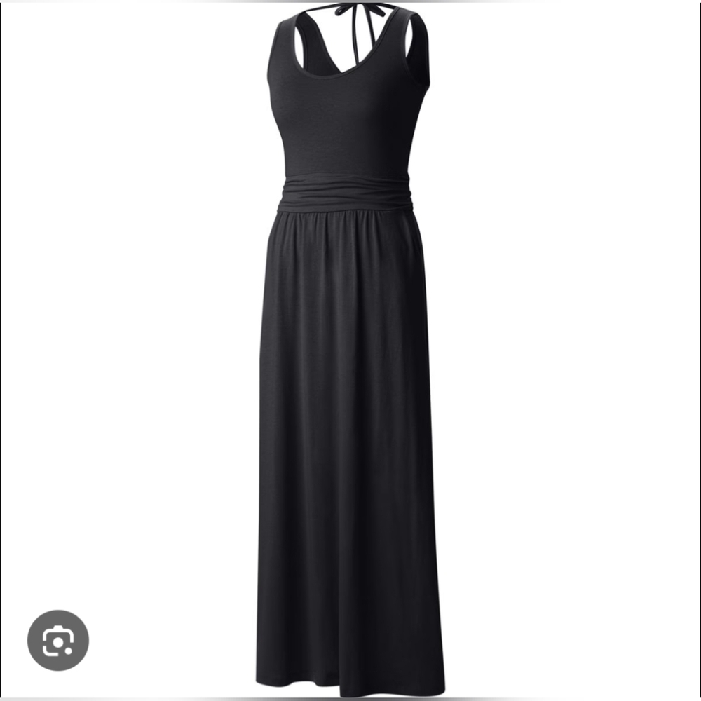 Mountain Hardware Maxi Dress Women M Black Travel Outdoor Stretch Wrinkle Resist